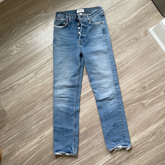 AGOLDE Women’s Riley Crop High Waist Fly Button Denim Jeans Sz 24 EUC - Picture 4 of 13